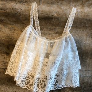 Forever 21 white lace layered tank top